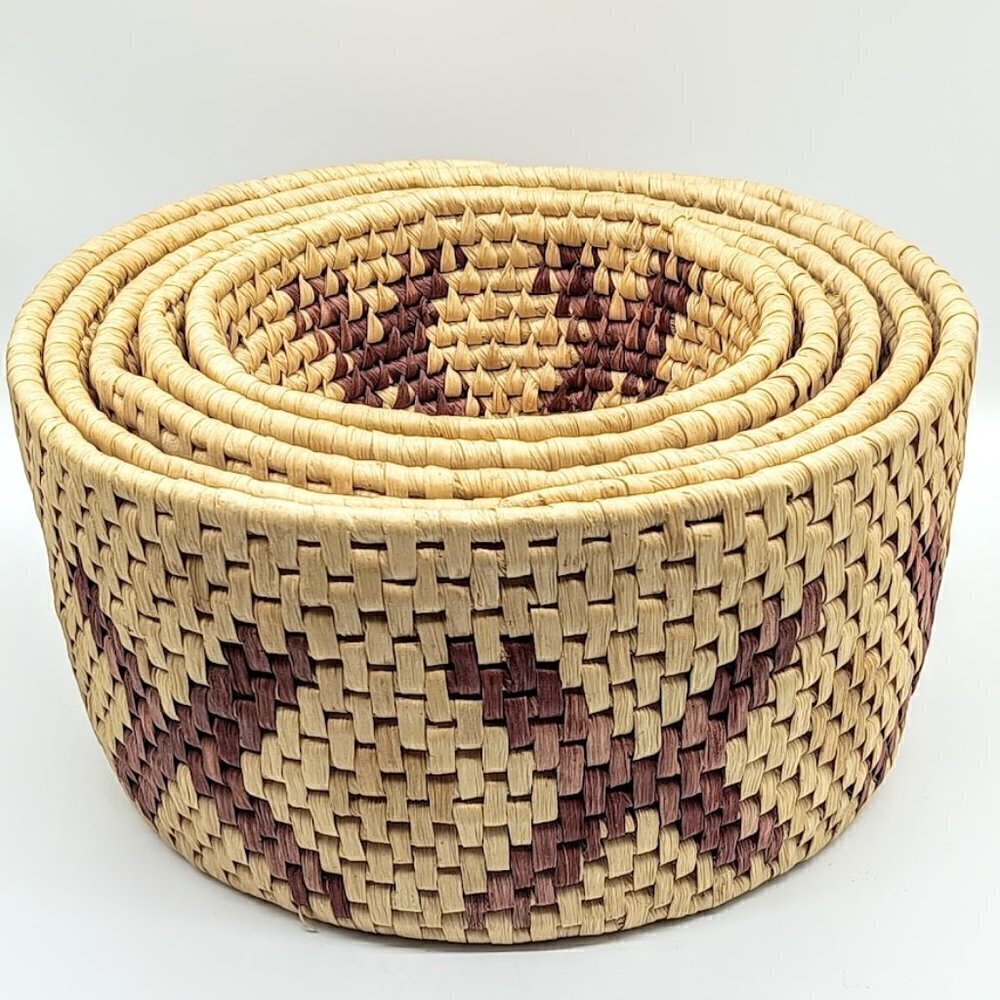 Nested Handwoven Coil Wicker Baskets